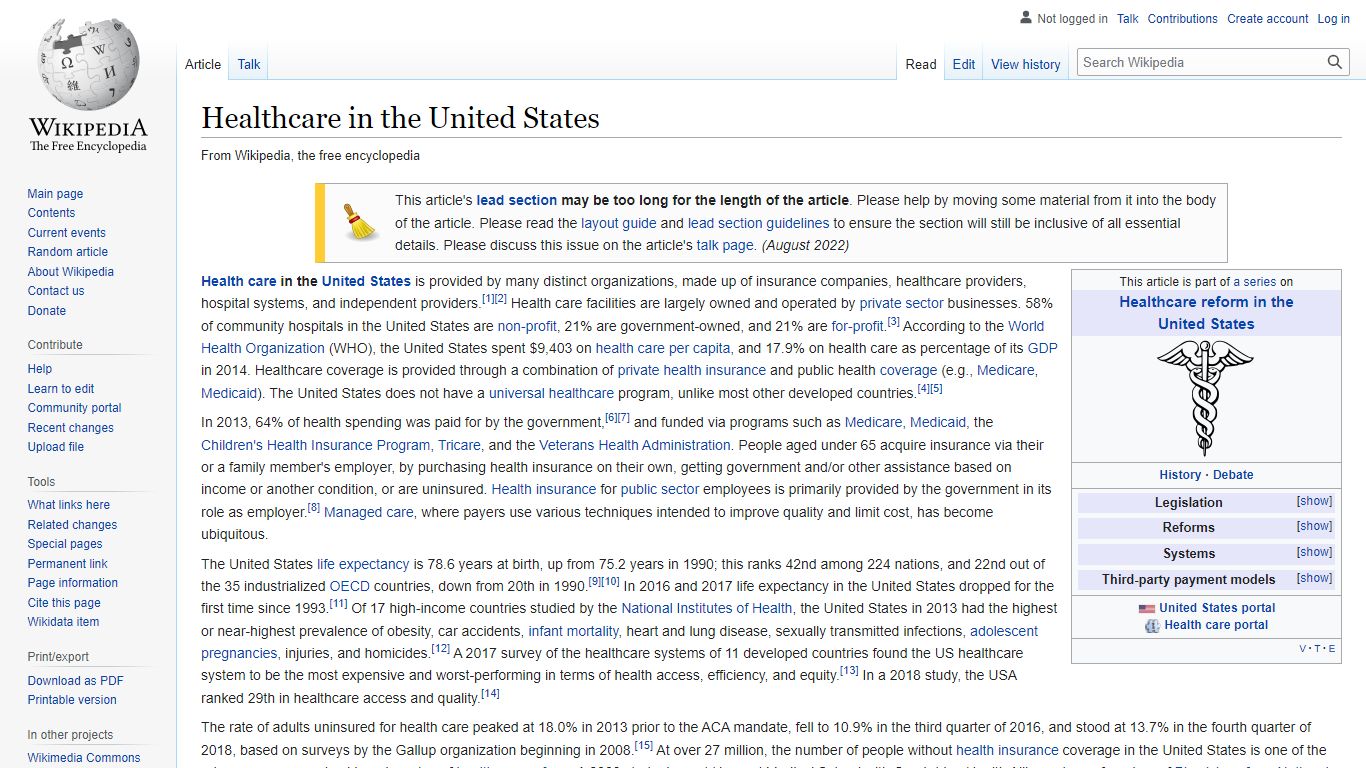 Healthcare in the United States - Wikipedia